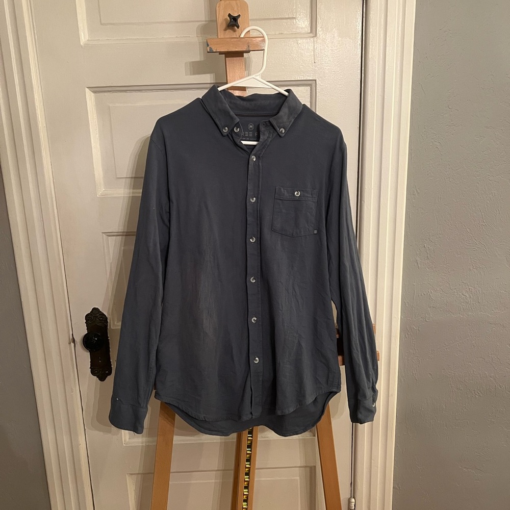 Free Fly Men's Blue Button-Up Shirt